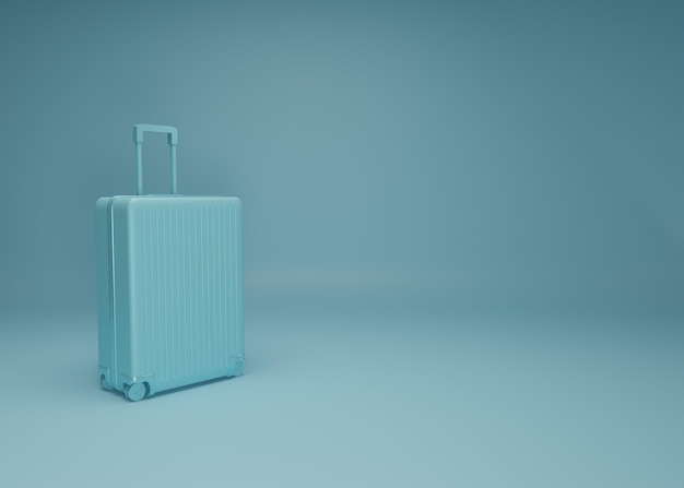 Conceito de bagagem de férias quarto pastel azul Bolsa de mala de maquete de bagagem azul