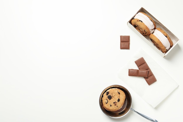 Conceito de biscoitos de comida doce com espaço de sorvete para texto