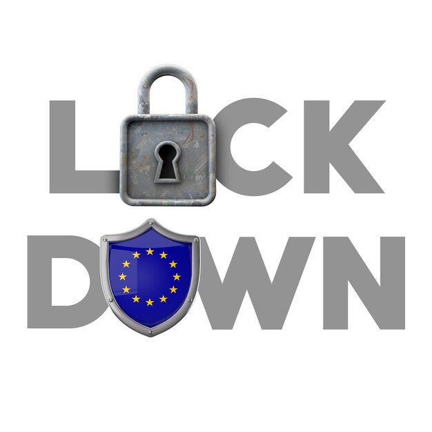 Conceito de bloqueio do país da União Europeia durante a crise global d render