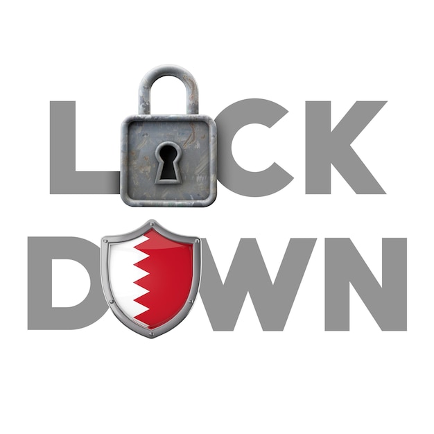 Conceito de bloqueio do país do Bahrein durante a crise global d render