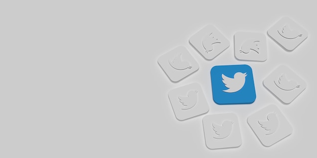 Conceito de branding de marketing do Twitter 3D com branco