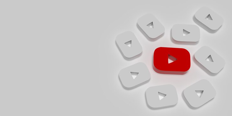 Conceito de branding de marketing do YouTube 3D com branco
