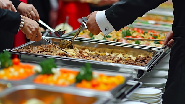 Foto conceito de buffet de café da manhã hora do café da manhã em hotel de luxo brunch com família no restaurante