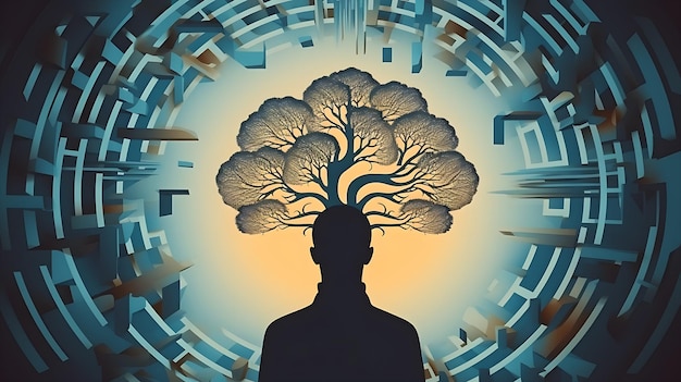 Conceito de busca da alma Explorando a mente auto-descoberta excessivo pensamento e psicologia