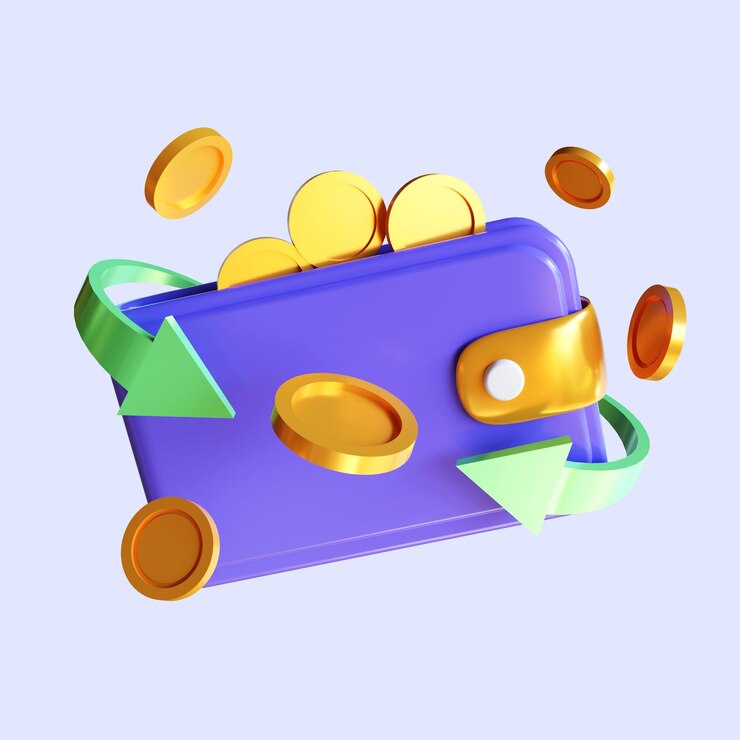 Conceito de Cashback 3D, obtenha recompensas, pagamento digital com dinheiro de volta, compras online, programa de fidelidade