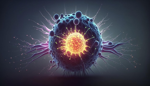 Conceito de célula cancerosa atacando células do corpo Generative Ai