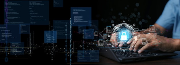 conceito de cibersegurança Login Segurança da informação de identificação do utilizador
