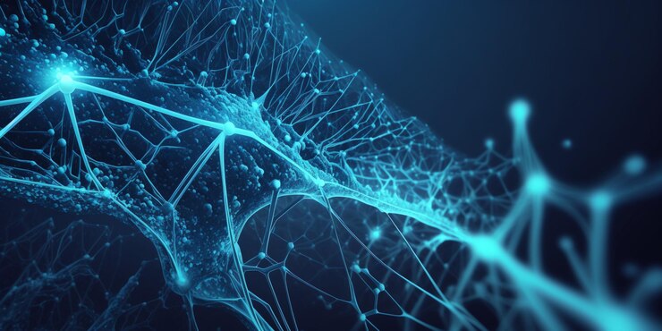 Foto conceito de ciência abstrata de medicina tecnologias digitais fundo em cores azuis ia generativa