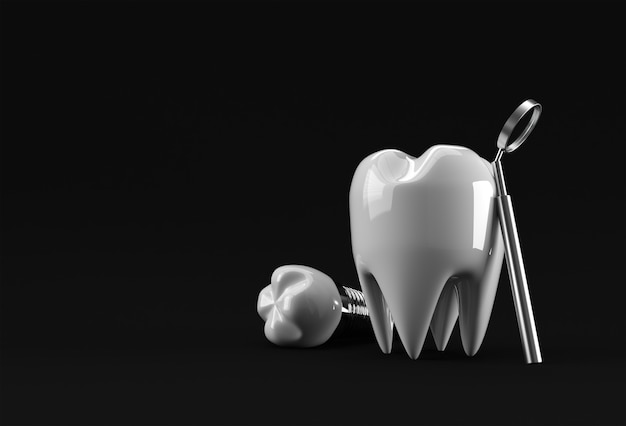 Conceito de cirurgia de implantes dentários renderização 3d.