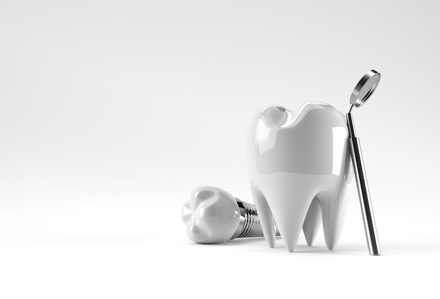 Conceito de cirurgia de implantes dentários Renderização 3D.