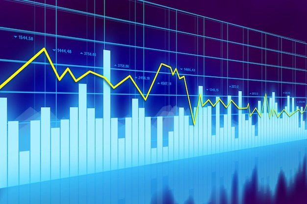 Conceito de comércio de gráfico de dados financeiros azul