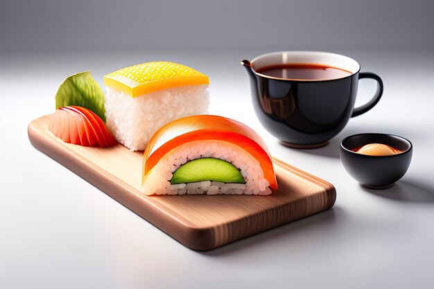 Conceito de comida japonesa de sushi gerado por ai