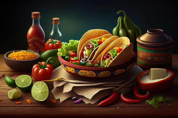 Conceito de comida mexicana Cinco de Mayo food Generative Ai