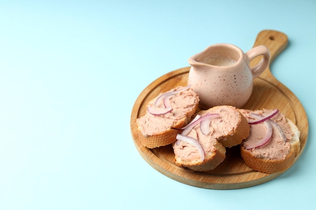 Conceito de comida saborosa com espaço de aperitivos de patê para texto