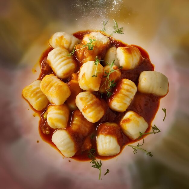Foto conceito de comida saborosa com gnocchi de perto