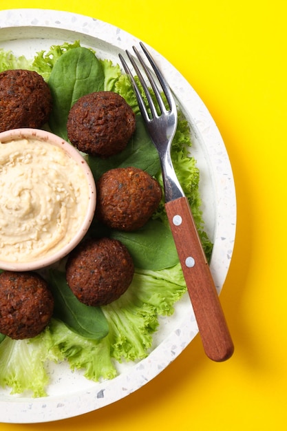 Foto conceito de comida vegetariana falafel saborosas bolas de falafel