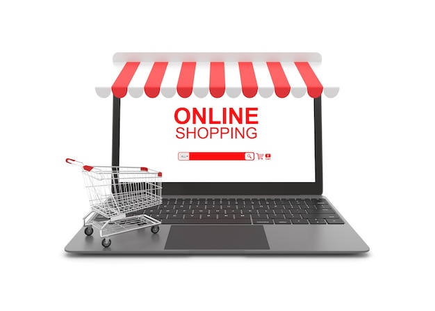Conceito de compras on-line no fundo branco