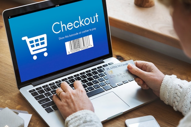 Conceito de compras online de compra de checkout