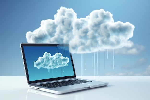 Conceito de computação em nuvem com laptop