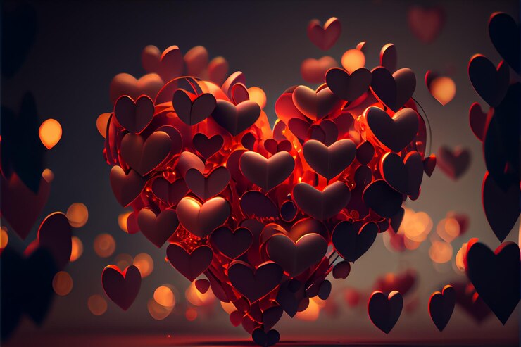 Foto conceito de coração amor dia dos namorados 14 de fevereiro renderização realista