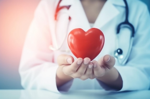 Conceito de coração saúde hospital pessoa mão cardiologia medicina cuidado médico Generative AI