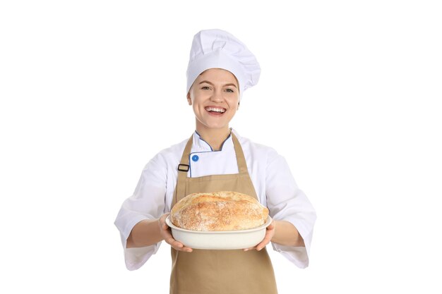 Conceito de cozinhar com jovem isolado no fundo branco