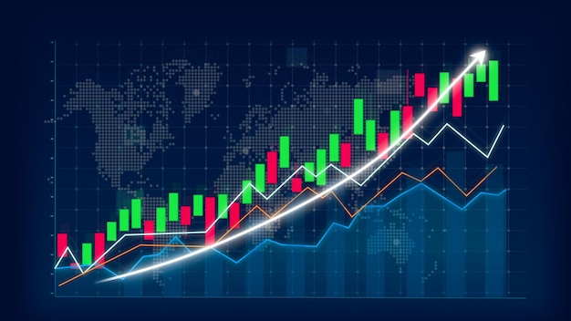 Conceito de crescimento de negócios em gráfico alusivo mostrando lucro de vendas de marketing aumentando para o futuro