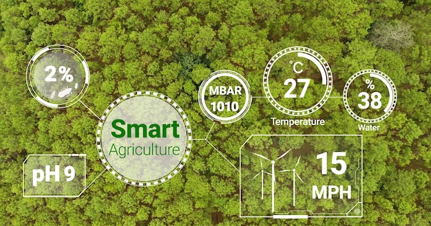 Conceito de crescimento de plantação assistida por computador.