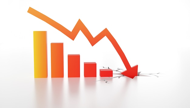 Foto conceito de crise econômica. espalhado pelo mundo, a economia está em baixa. ilustração 3d