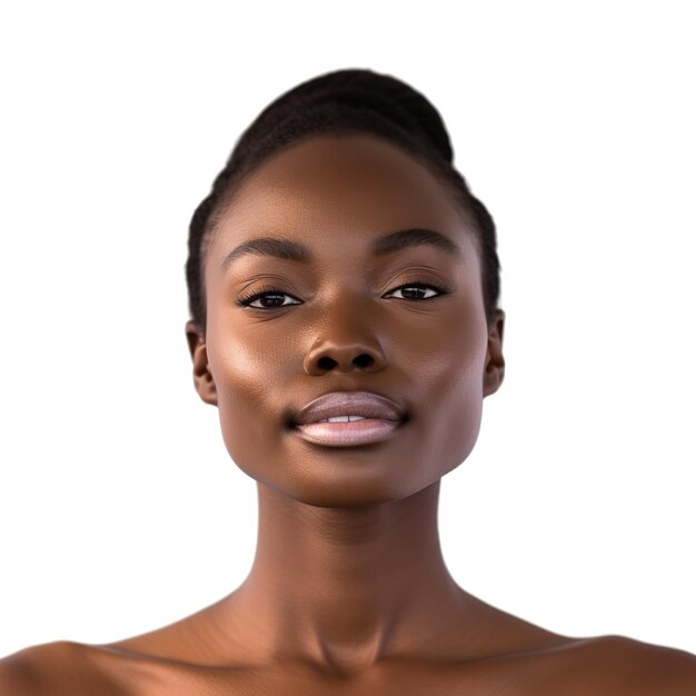 Conceito de cuidados com a pele da mulher afro isolado em fundo branco ou transparente AI Gerado