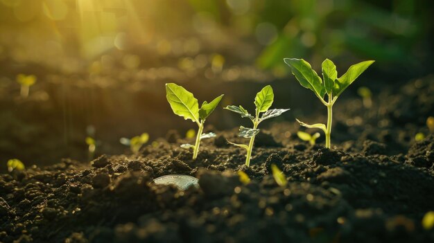 Foto conceito de cultivo de plantas em tubérculos para aumentar o investimento verde