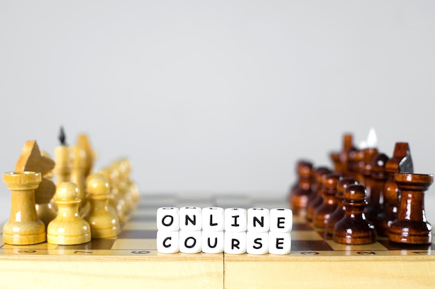 Foto conceito de curso de xadrez online educação online em período de quarentena