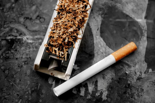 Conceito de dano dos cigarros, produtos do tabaco, morte