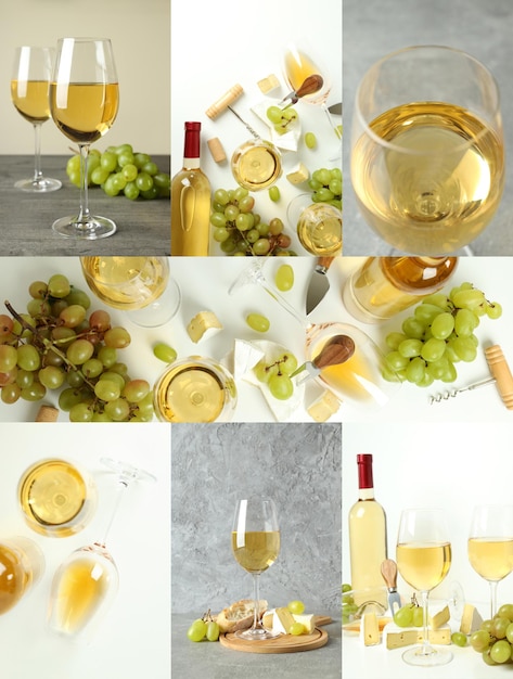 Conceito de degustação de vinhos colagem de fotos com vinho