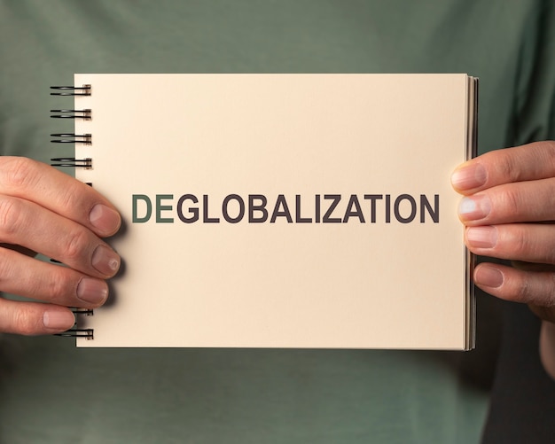 Conceito de desglobalização. palavra sobre antiglobalização, globalização reversa.