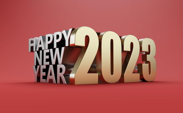 Foto conceito de design criativo de ano novo de 2023 - imagem renderizada em 3d