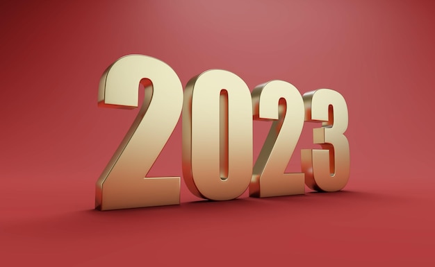 Conceito de design criativo de ano novo de 2023 - imagem renderizada em 3D