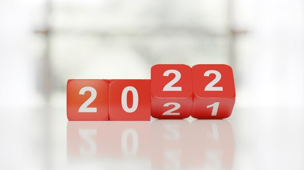 Conceito de design criativo para o festival de ano novo de 2022. Ilustração 3D