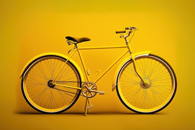 Conceito de dia mundial da bicicleta amarela em fundo amarelo isolar papel de parede AI gerado