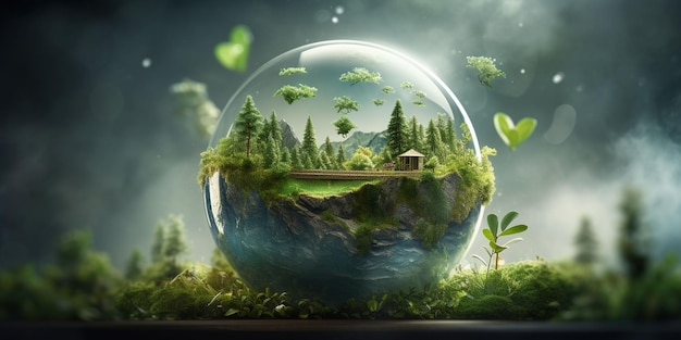 conceito de dia mundial do ambiente e da mãe terra com o globo e o ambiente ecológico