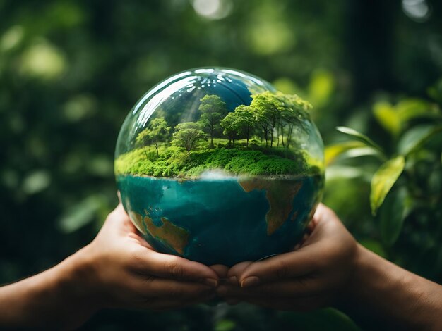 Conceito de Dia Mundial do Meio Ambiente e da Terra com natureza global e ambiente ecológico