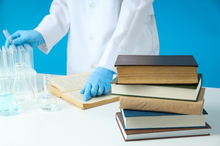 Foto conceito de diferentes livros de medicina de livros profissionais