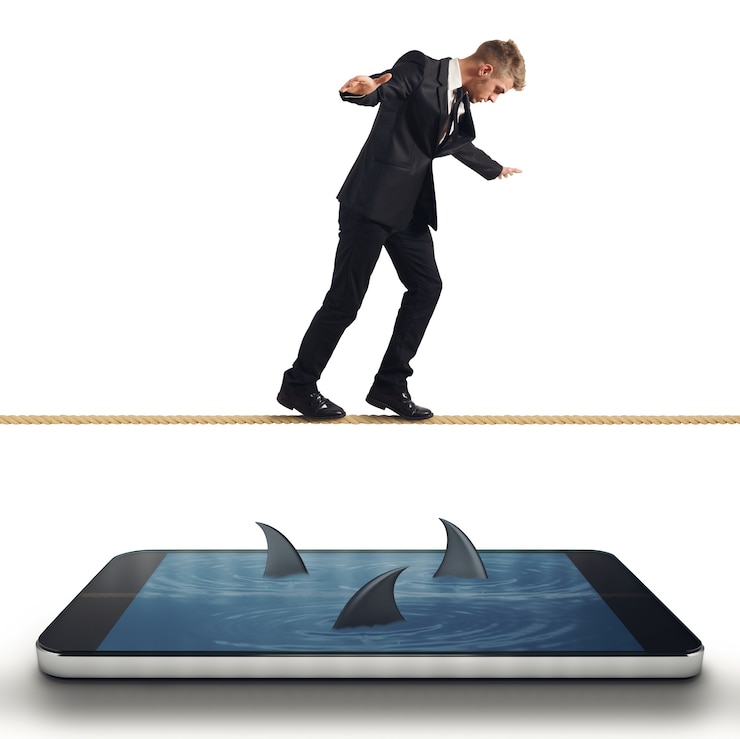 Foto conceito de dificuldade com empresário com problemas com seu smartphone