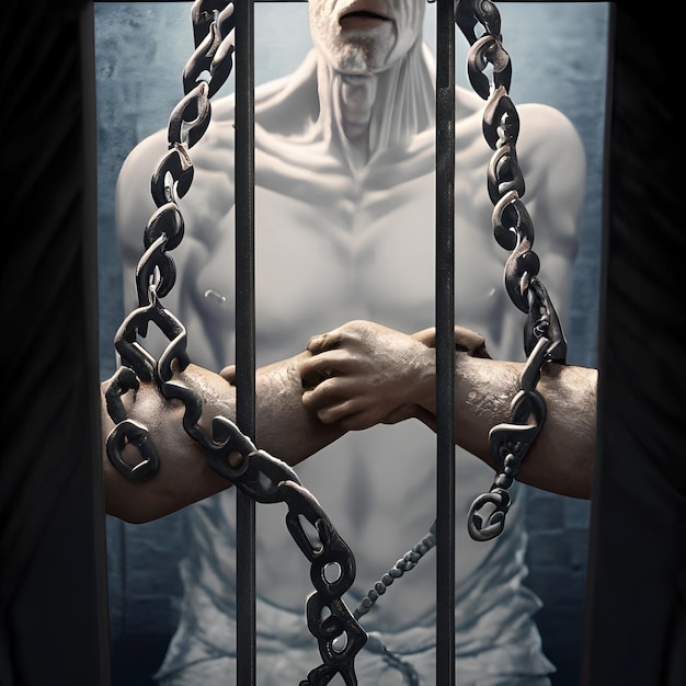 Foto conceito de direitos humanos cadeia quebrada em uma liberdade de prisioneiro de cela