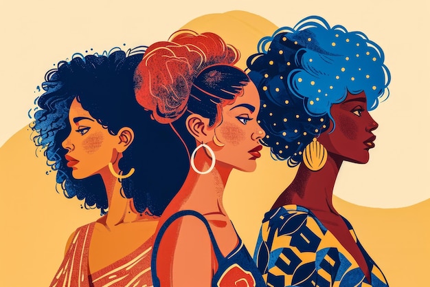 Conceito de diversidade de ilustração de retratos de mulheres diversas