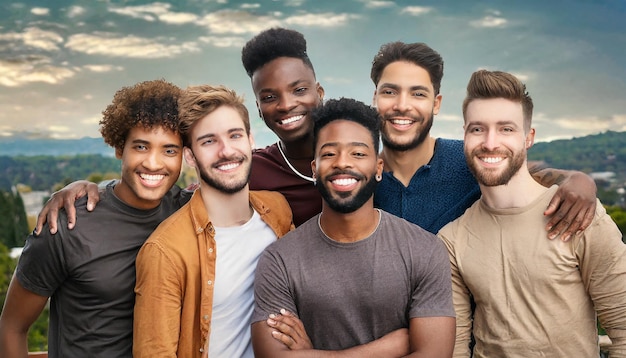 Foto conceito de diversidade e humanidade homens multirraciais negros e escuros