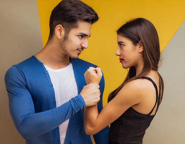 Foto conceito de diversidade homens e mulheres confiantes lutam pela igualdade de género