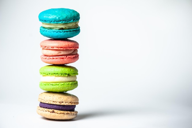 Conceito de doces de macaroons de doces no fundo