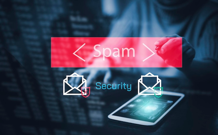 Foto conceito de e-mail com laptop spam e vírus monitor de computador conceito de segurança na internet empresário lendo correio eletrônico com um laptop spam lixo e emarketing na tela spam email popup warning