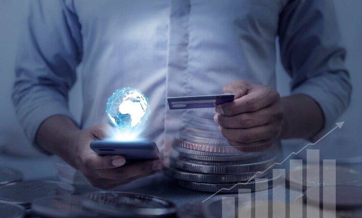 Foto conceito de economia de banco on-line e internet banking